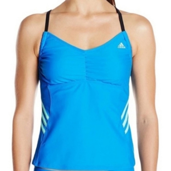 Adidas Bandeaukini tankini Swim Tank Top Blue 16 - Picture 1 of 14